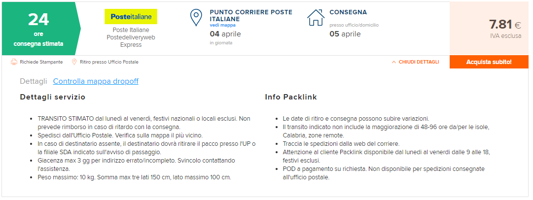 Poste Italiane Packlink Portale Di Aiuto
